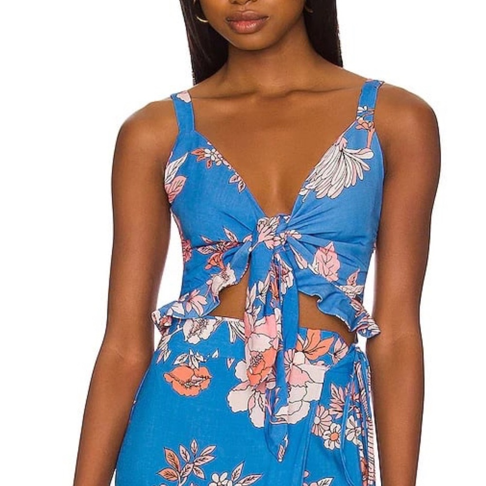 Maaji blue floral tie top